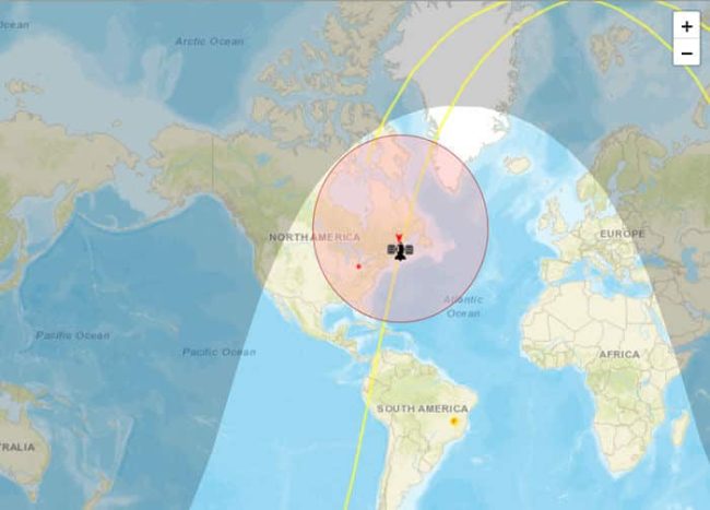 N2YO.Com not only shows you the position of the satellite, but also the footprint, or coverage area. This is from a recent pass of the FOX-1CLIFF satellite (AO-95).