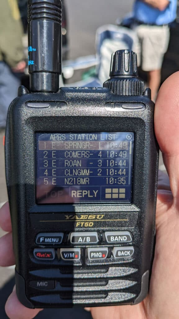 Using an Yaseu FT5D handheld, an operator listened in on the 2022 APRS Golden Packet event at Clingman’s Dome, North Carolina. Photo by Jim Reed - N4BFR