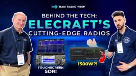 Eric Schwartz and James from Ham Radio Prep showcase Elecraft ham radios, including the K4 touchscreen SDR transceiver and KPA1500 linear amplifier for amateur radio operators.
